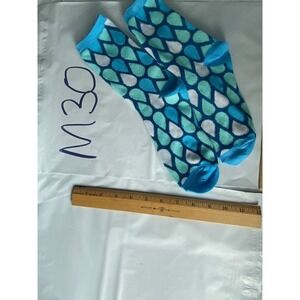Kids Socks‎ Water Drop Pattern Blue Aqua White Crew Socks Size Medium